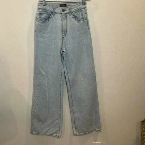 DL 1961 HEPBURN WIDE LEG HIGH RISE VINTAGE JEAN IN SEA SALT SIZE 24 - Picture 3 of 10